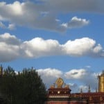 the jorkhang temple at the sunset