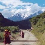 Nuns are returning home after shopping at one market several kilometers away from their nunnery