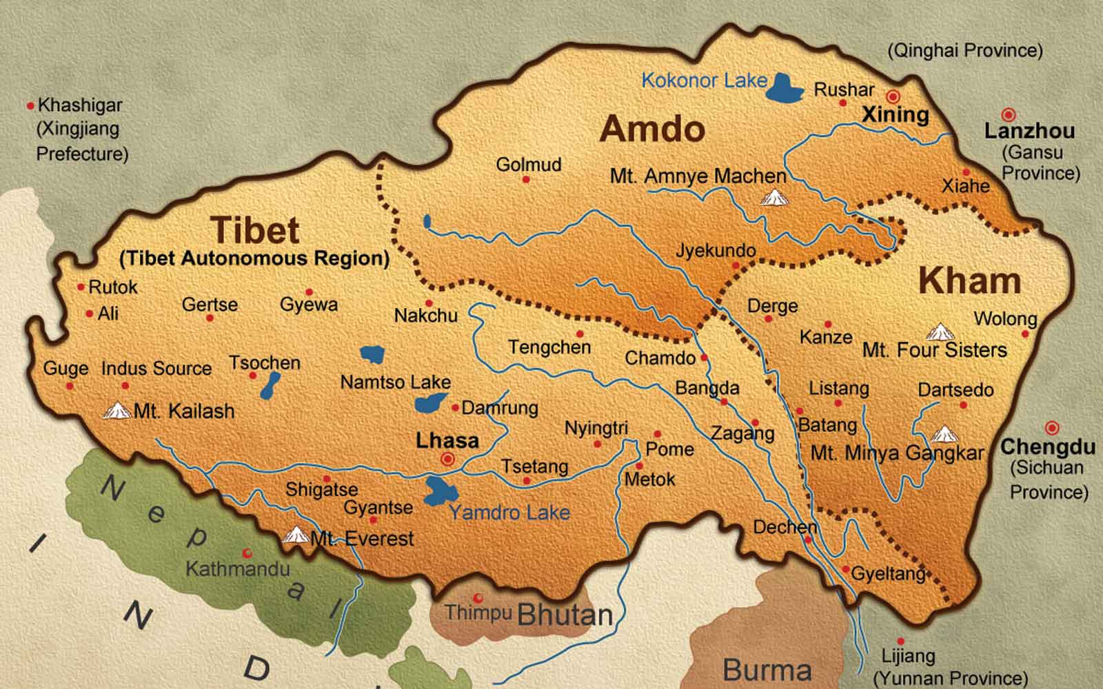 Tibet Map Large 